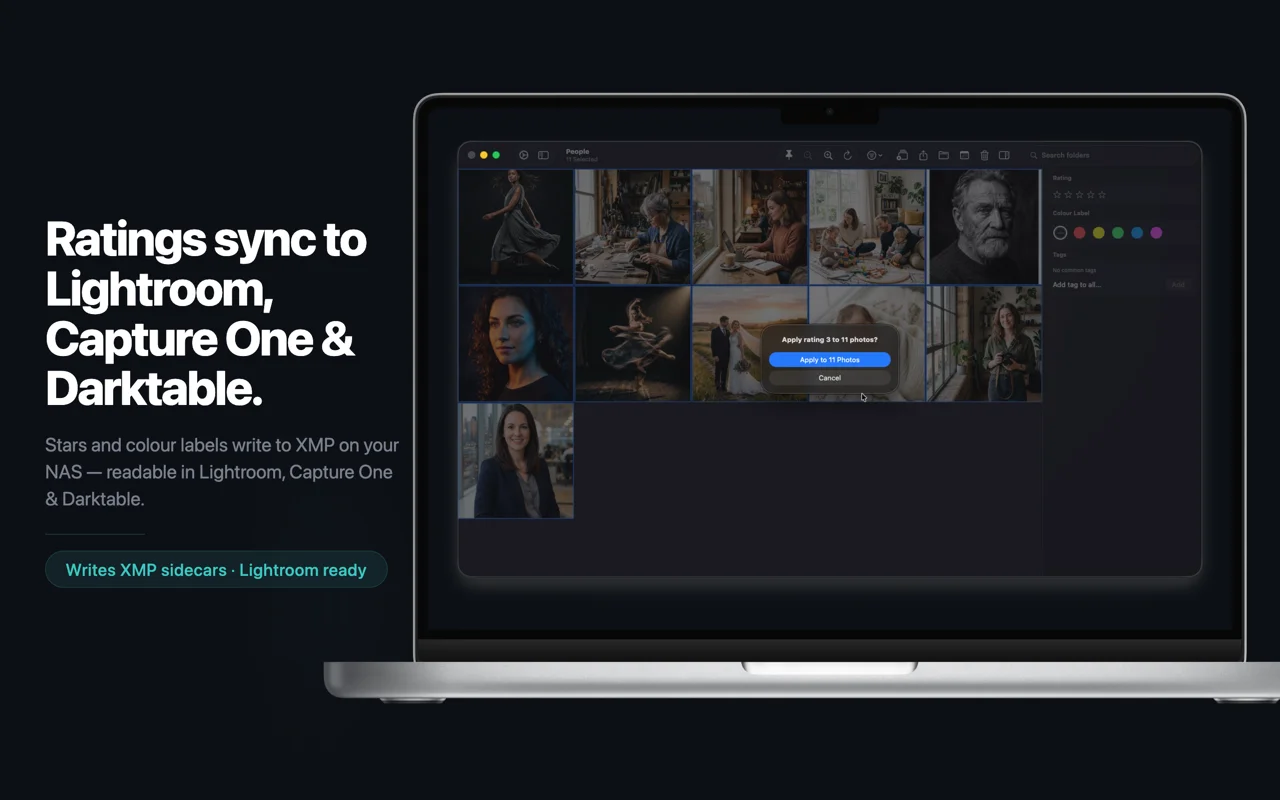 Ratings sync to Lightroom, Capture One and Darktable